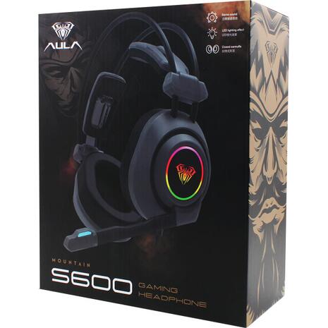 Ακουστικά AULA gaming headset Mountain S600, RGB, USB, 50mm, μαύρο